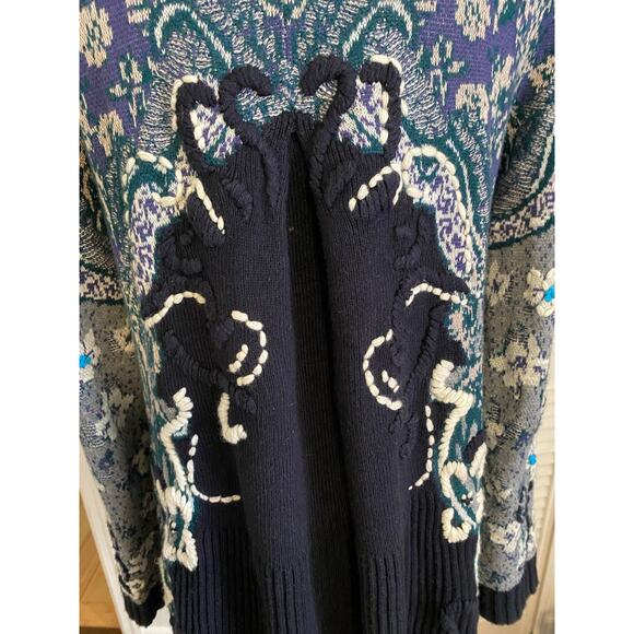 Anthropologie HWR MONOGRAM Emmia Hand Stitched‎ Embroidered Cardigan Sweater S - Picture 6 of 7
